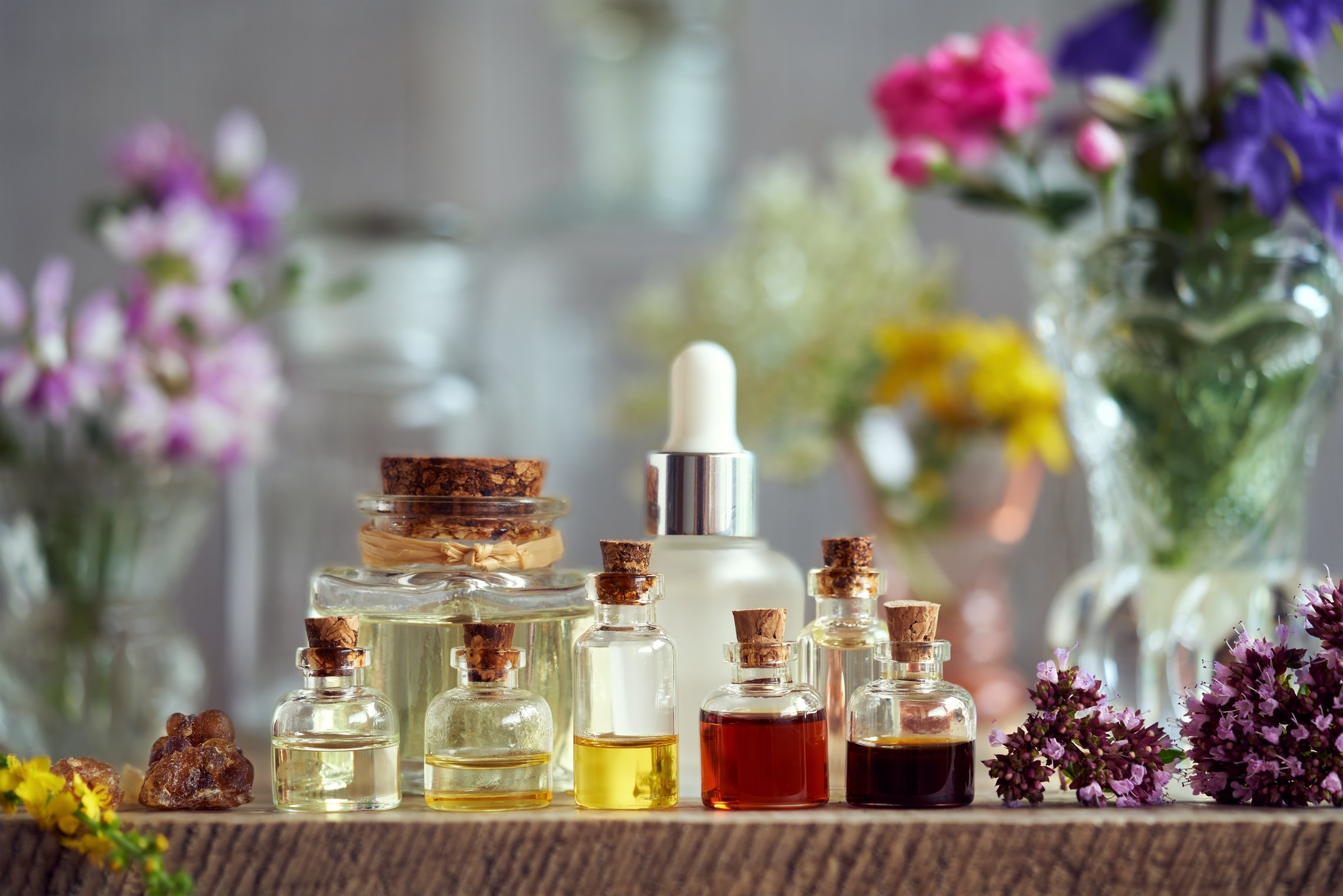 Mix of Aroma Therapeutic Essential Oil Bottles 